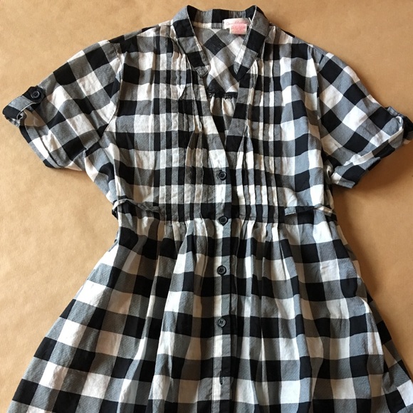 one clothing Tops - Black and White Plaid Tunic Short Sleeve Top